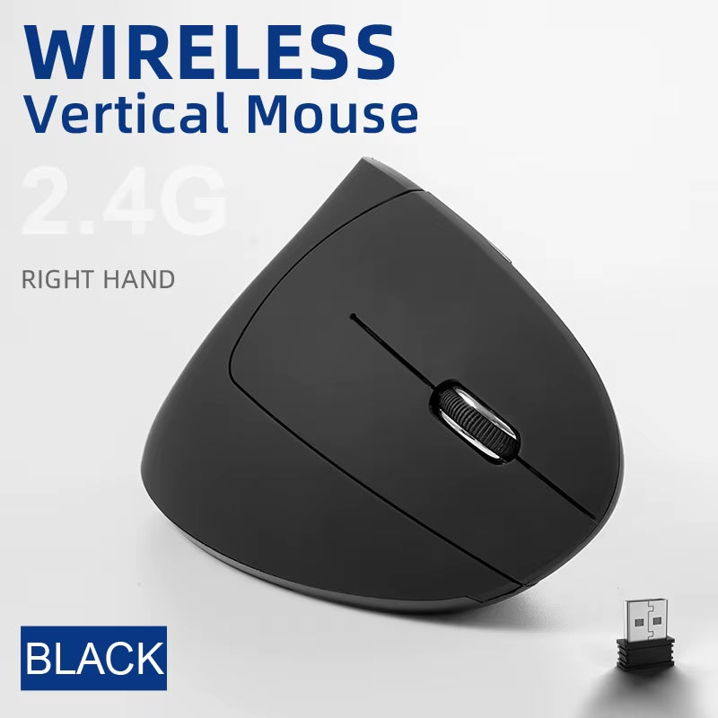 2.4G Wireless Mouse Vertical Game Mouse Ergonomics 1600DPI PC Laptop Office Mini Game Mouse