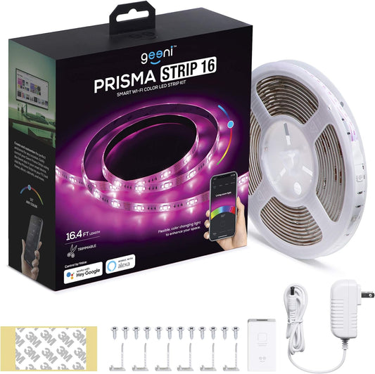 Prisma 5M Smart Wifi LED Strip Lights Works with Alexa, Google Assistant 16 Million Colors Phone App Controlled Light Strip for Home, Kitchen, TV, Party, for Ios and Android, 16.4Ft